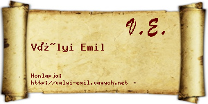 Vályi Emil névjegykártya